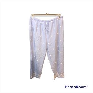 Victoria’s Secret fall blue & white embroidered comfy cotton comfy pajama pants
